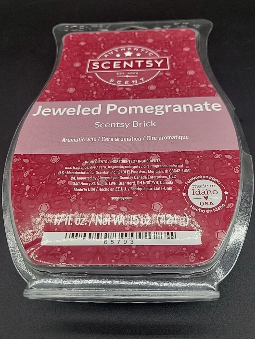 Scentsy Jeweled Pomegranate Wax Brick 17oz New Large Brick Jumbo Retired